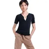 Stage Wear Children Latin Dance Costumes V-Neck T-Shirts Boys Chacha Rumba Tango Dress Practice Clothes Dancewear DN12547