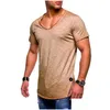 T-shirt da uomo T-shirt da uomo 2022 Arrivato Profondo scollo a V Manica corta T-shirt da uomo Slim Fit Tshirt Skinny Casual Summer Camisetas Hombre Dha4I