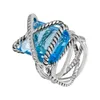 DY Twisted Gevlochten met doos Bandringen Designer Mode-sieraden voor Mannen Vrouwen Klassieke 925 Sterling Zilveren Ring Kabeldraad Vintage X-vorm Verloving Kerstcadeaus