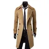 Mens Wool Blends Double Breasted Trench Coat Blend High Quality Fashion Casual Slim Fit Solid Color Male Jacket 231120