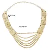 Kedjor koppar pläterade guld handgjorda stora skiktade halsband för brudbröllopsmycken glittrande långkedjor halsband