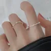 Cluster Rings Golden Silver Color Bamboo Joint Metal For Women Men Simple Delicate Geometric Opening Adjustable Couple