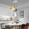 Hangende lampen 3 in 1 Noordse macaron kleuren conische aluminium schaduw met rubberen hout E27 led -droplights matgeel / groen koordopname