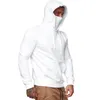 Sweat à capuche en Polyester pour hommes, avec élasticité, manches longues, protection du visage, noir/blanc/gris/gris foncé