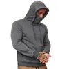 Sweat à capuche en Polyester pour hommes, avec élasticité, manches longues, protection du visage, noir/blanc/gris/gris foncé