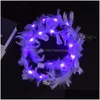 Party Decoration Led Feather Wreath Headband Lightup Luminous Headdress For Women Girls Christmas Halloween Glow Lx4578 Drop Dhjib