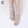 Calzini da donna in pizzo estivo ultrasottile traspirante con stampa floreale in rete femminile trasparente lungo abito in tulle Calcetines