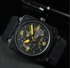 الرجال يشاهد الفولاذ المقاوم للصدأ مربع كبير حزام المطاط BR Watch Mechanical Movement Chronograph Wristwatch مقاومة للماء Montre de Luxe