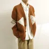 Мужские свитера, винтажный графический кардиган с V-образным вырезом, мужской вязаный свитер с длинными рукавами и грудью для мужчин, осень-зима, повседневный тонкий