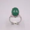 Clusterringen Echte/originele zilveren 925 Sterling Ring voor bruiloften Eeuwigheid Women Ladies Zirkon Vrouw's Green Chalcedony Us 7