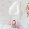 Party Decoration 16Inch Large Number Balloon White Aluminum Foil 0-9 Digital Balloons Kids Happy Birthday Baby Shower Wedding