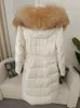 Dames Donsparka's OFTBUY Real Fox Bontkraag Winter Dames Witte Eend Lange Jas Riem Vrouwelijke Dikke Warme Jas Luxe Slanke Capuchon Bovenkleding 231120