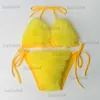 Conjuntos de sujetadores Nuevo traje de baño Felpa Sexy Moda Mujer Split Bikini sólido T2304211