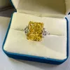 Cluster Rings Luxury 13 16 Yellow Square Zircon Stone Bridal Wedding Finger Ring Donna Pure 925 Sterling Silver Gioielli di fidanzamento