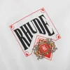 Designer Fashion Clothing T-shirt Rhude Red Ten Thousand Colour Matching stampato T-shirt in puro cotone Summer Cool Loose mezza manica da donna W2ai