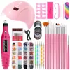 Kits de arte unhas Conjunto de pregos acrílico com LED Light Secer UV Tool Base Base Drill Machine