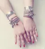 Strand Boho Argent Plaqué Perlé Bracelet Animaux Charmes Style Ethnique Tibétain Élastique Bracelets Vintage Femmes Bijoux