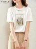 T-shirt feminina Vimly Summer Summer Camise