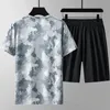 Parcours masculins Les hommes d'été ensembles à manches courtes tshirt sèche rapide et à glace courte tissu respirant de sports décontractés masculins Fashion Two Piece Set 230421