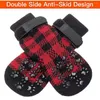 Köpek giyim 4pcs Noel sevimli ekose sıcak köpek çorapları Pet Düğümler Anti Slip Ayakkabıları Küçük Orta Köpekler Aksesuar