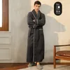 Men's Sleepwear Women Winter Extra Long Warm Flannel Bathrobe Plus Size Thick Coral Fleece Bath Robe Lovers Spa Dressing Gown Men Cozy