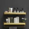 Badkamer planken geborsteld gouden badkamer plank aluminium cosmetische opbergracks handdoekstaaf wand gemonteerd bad doucho shampoo plank bad badcessorie 230421