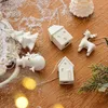 Christmas Decorations Nordic Ceramic Mini Snowy House Pendant Decoration Crafts Hollow Scene Layout Party 231120