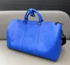 Oryginalna skórzana moda mody dużej torebka torba podróżna niebieska torba podróżna wytłaczona liste