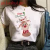 女性のTシャツ女性サンタクロースメリークリスマスシャツトナカイナビダッドTシャツガールハラジュク半袖ティーメス90S服Tシャツ