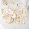 Girl Dresses Girls Floral Dress Toddler Korean Princess Born Romper Sister Outfit Spring Autumn Long Sleeve Infant Beige