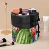 Trousse per cosmetici FORUDESIGN Borsa grande da donna Fresco fiore di cactus Stampato Trucco da donna Pieghevole Custodia morbida con coulisse