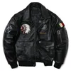 Mens Leather Faux Indian Embroidery Genuine Jacket Cowhide Motorcycle Jackets Air Force Pilots Clothes Flying Suit 231120