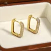 Hoop kolczyki aensoa grube geometryczne kryształowe kroplowanie złota dla kobiet prosta stylowa biżuteria na przyjęcie weselne