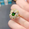 Derin Yeşil Diopside Ring 5x7mm 0.7Ct Doğal Krom Diopside Gümüş Yüzük Vintage 925 Gümüş Taş Takı Altın Kaplama