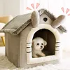 Kennele Pióry Składane łóżko kota Pet Dog House Winter Villa Sleep Winted Nest Elcosed Namiot Sofa Sofa 231120