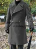 Jaqueta de inverno masculina mistura de lã longa trespassada personalizada slim fit evento festa tops moda casual 231120