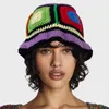 Berretti da donna Cappelli a secchiello lavorati a maglia all'uncinetto Cappellini a cuffia Boho da spiaggia multicolor casual fatti a mano carini