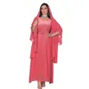 Etnische kleding lange mouw hijab feestjurk voor vrouwen moslim diamant abaya chiffon maxi vestidos marokko kaftan kalkoen arabisch gewaad 2024