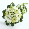 結婚式の花リボンとリボンのロマンチックなブーケピンクグリーンブライダルアクセサリー