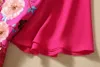 2024 Spring Pink Floral Embroidery Ruffle Dress 1/2 Half Sleeve Round Neck Sequins Knee-Length Casual Dresses S3N121109