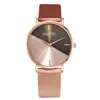 Zegarek na rękę markę marki kobiet zegarki skórzana różowa sukienka żeńska Zegar luksusowy design prosta moda panie