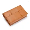 Card Holders Sheepskin Braided Holder Women Bifold Leather Bank Case Wallets Coin Purse Men Unisex Business Name Bag