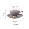 Canecas Cerâmica Xícara de Café Elegante Flor Chá e Pires Tarde Sobremesa Conjunto de Porcelana Café Espresso