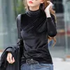 Camicette da donna Maglietta basic in velluto tinta unita traspirante resistente al freddo Abbigliamento quotidiano