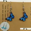 Charm Blue Butterfly Drop Earring for Women Mticolor 2021 Alloy Dangle Earrings Statement bröllop smycken grossist drop del dhgarden otjs3