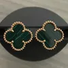 Designer Clover Studs Brinco Vintage Quatro Folhas Trevo Charme Brincos Voltar Madrepérola Aço Inoxidável Ouro Studs Ágata para Mulheres Presente de Joia de Casamento