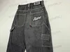 Mäns jeans kvinnors jeans fubu jeans y2k harajuku hip hop brev grafik broderi retro baggy jeans denim byxor män kvinnor gotiska hög midja bred byxa t231121