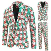 Men's Suits 2023 Autumn Winter Mens Blazer Coat Christmas Day Four Seasons Digital Printing Suit Vest Trousers 3 Piece