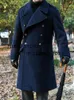 Jaqueta de inverno masculina mistura de lã longa trespassada personalizada slim fit evento festa tops moda casual 231120