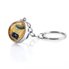 Keychains Retro Movies Pattern Keychain Musical Notation Score Stringed Instrument Piano Projector Double Sided Glass Ball Pendant Gift